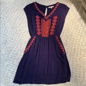 Skies Are Blue Navy Cross Stitch Dress - XS